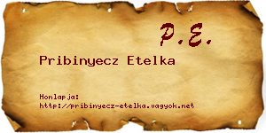 Pribinyecz Etelka névjegykártya